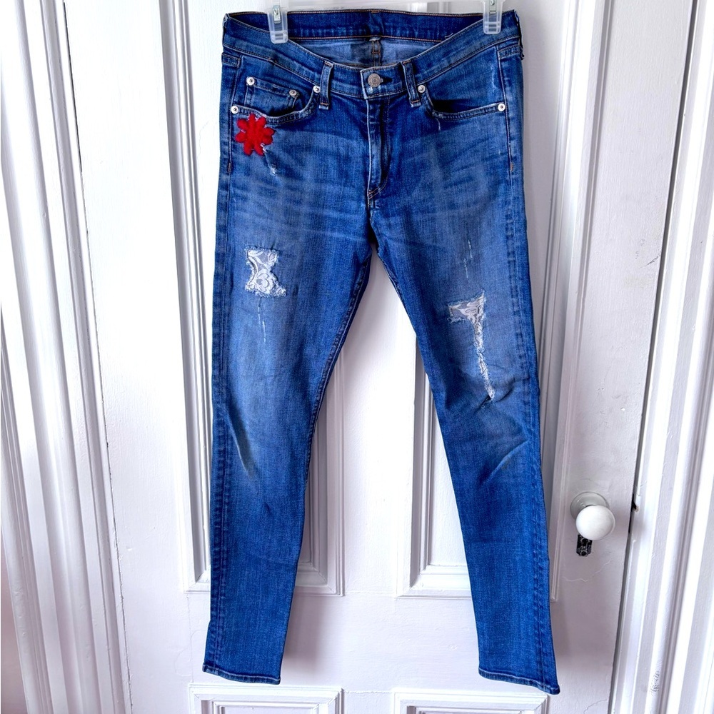 rag & bone Distressed Blue Skinny Jeans